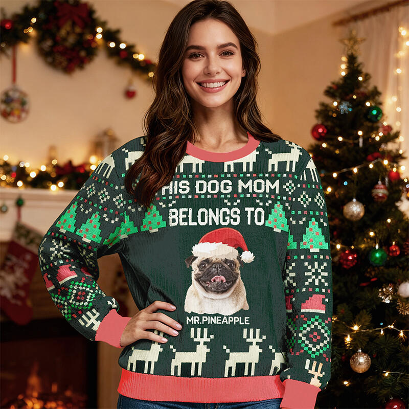 Personalized Ugly Sweater Unisex Custom Pet Head Photo Christmas Style Design Perfect Gift for Pet Lovers