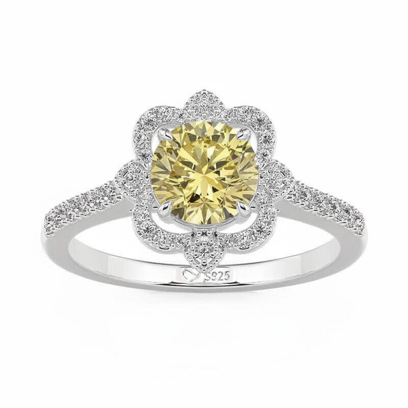 Jeulia Hollow Halo Custom Round Cut Engagement Ring with Birthstone