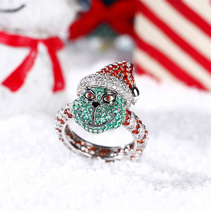 Jeulia Christmas Monster Inspired Sterling Silver Ring