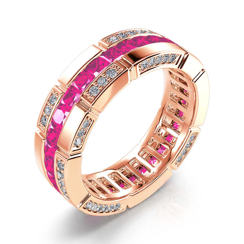 Jeulia "Elegant Eternity" Princess Cut Sterling Silver Women's Band