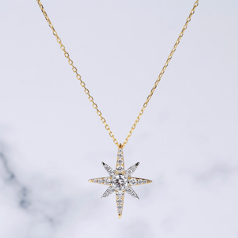 Jeulia Two Tone Star Sterling Silver Necklace