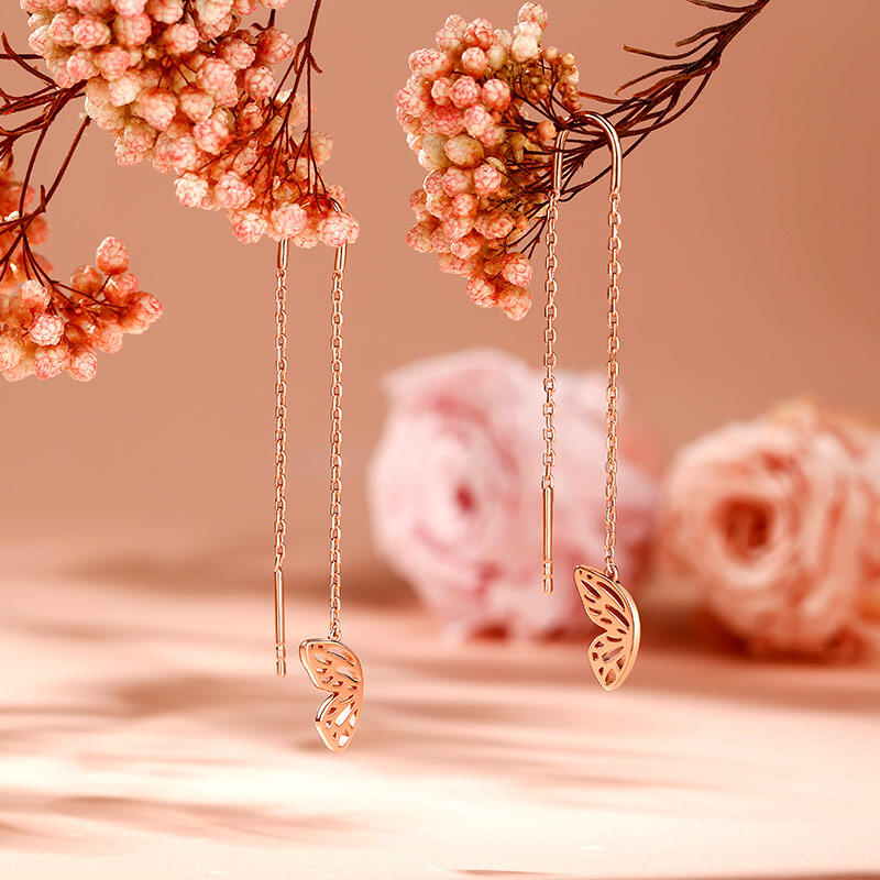 Jeulia "Butterfly Wing" Sterling Silver Threader Earrings