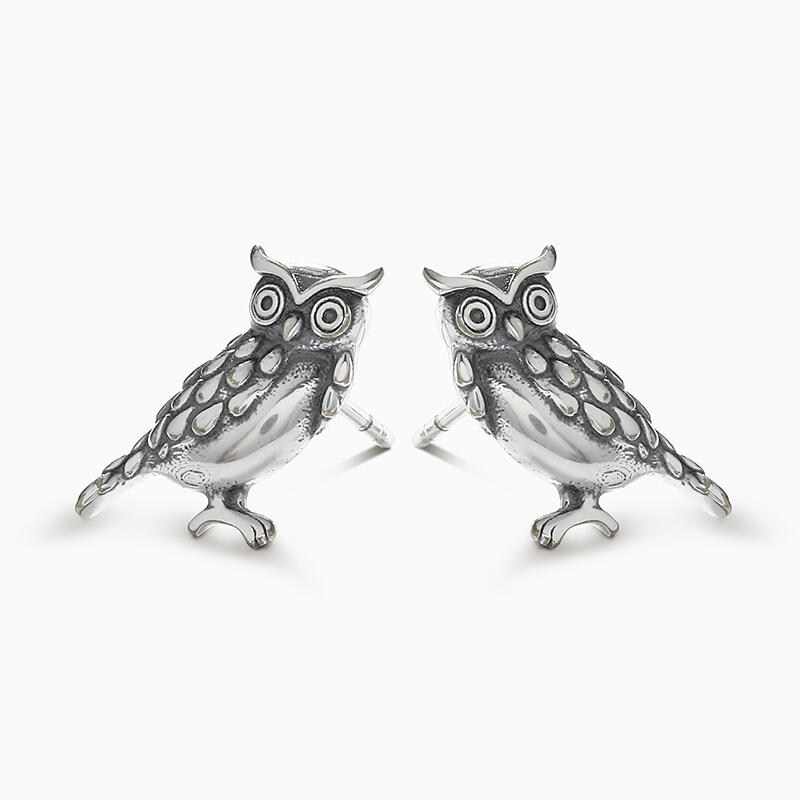 Jeulia "Wisdom Owl" Sterling Silver Earrings