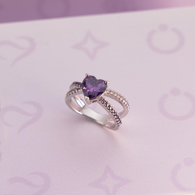 Jeulia Cross Your Heart Sterling Silver Ring