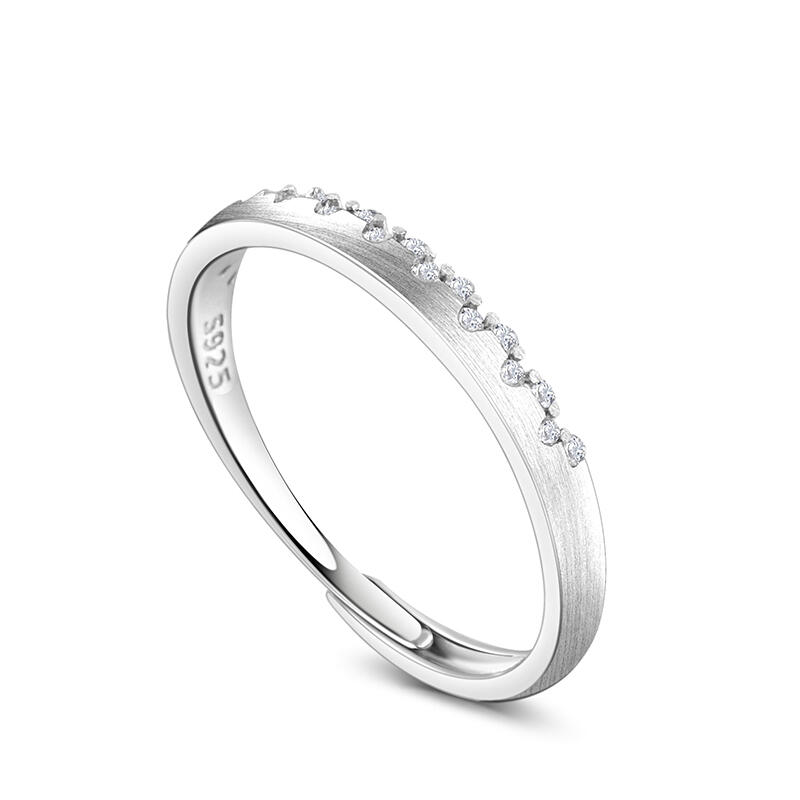 Jeulia Simple Round Cut Sterling Silver Adjustable Women's Band