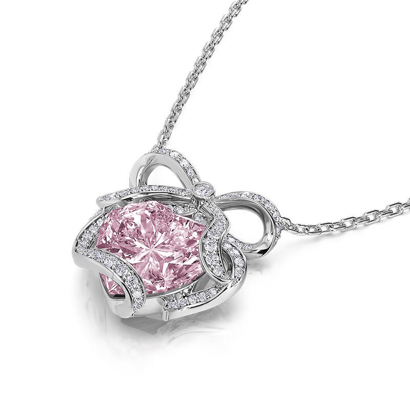 Jeulia Bowknot Design Heart Cut Sterling Silver Necklace