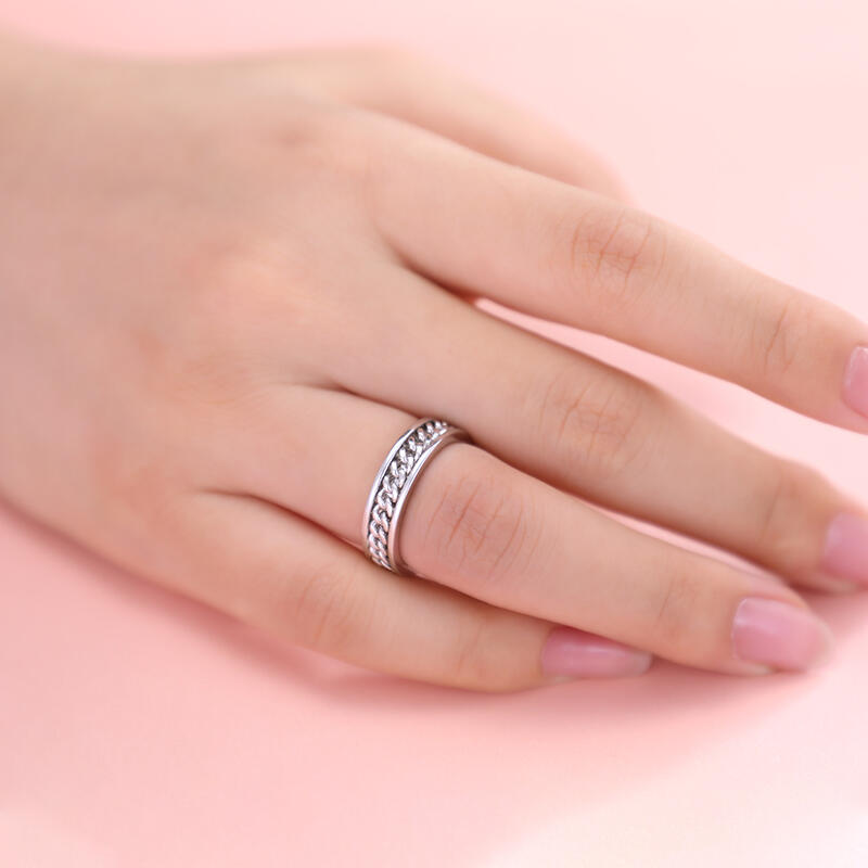 Jeulia Rotatable Chain Sterling Silver Women's Band