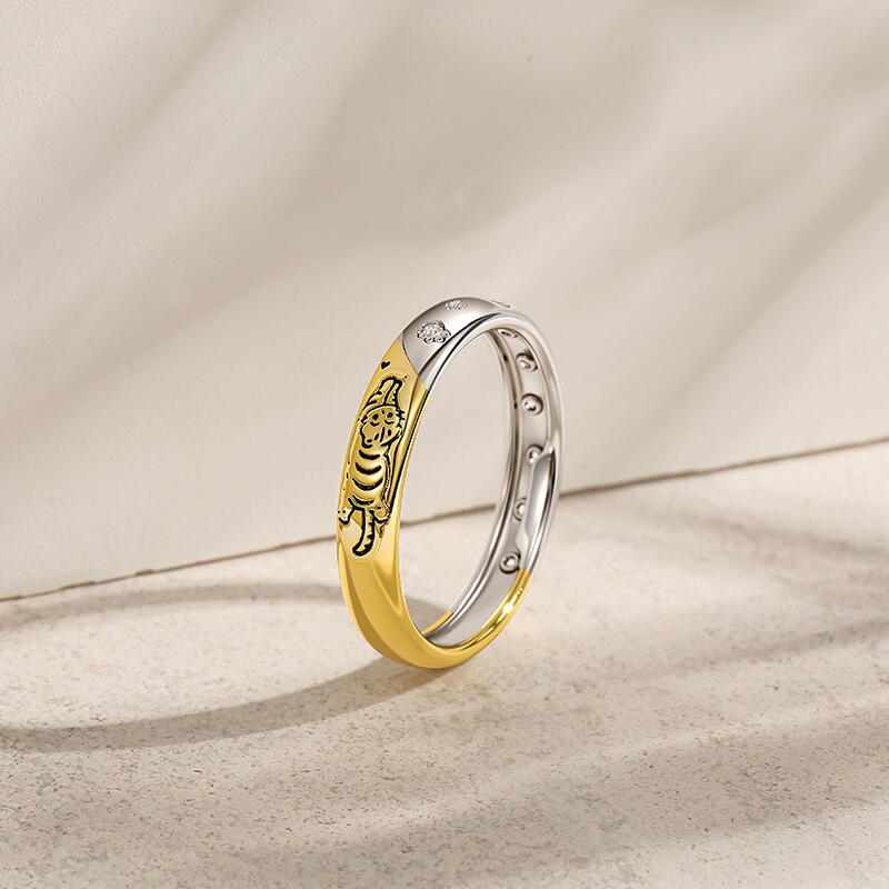 Jeulia Anillo de Gato y Huella de Pata Personalizado para Hombres