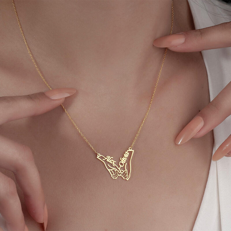 Collar personalizado de mano en mano con nombre personalizado y un dulce regalo para parejas