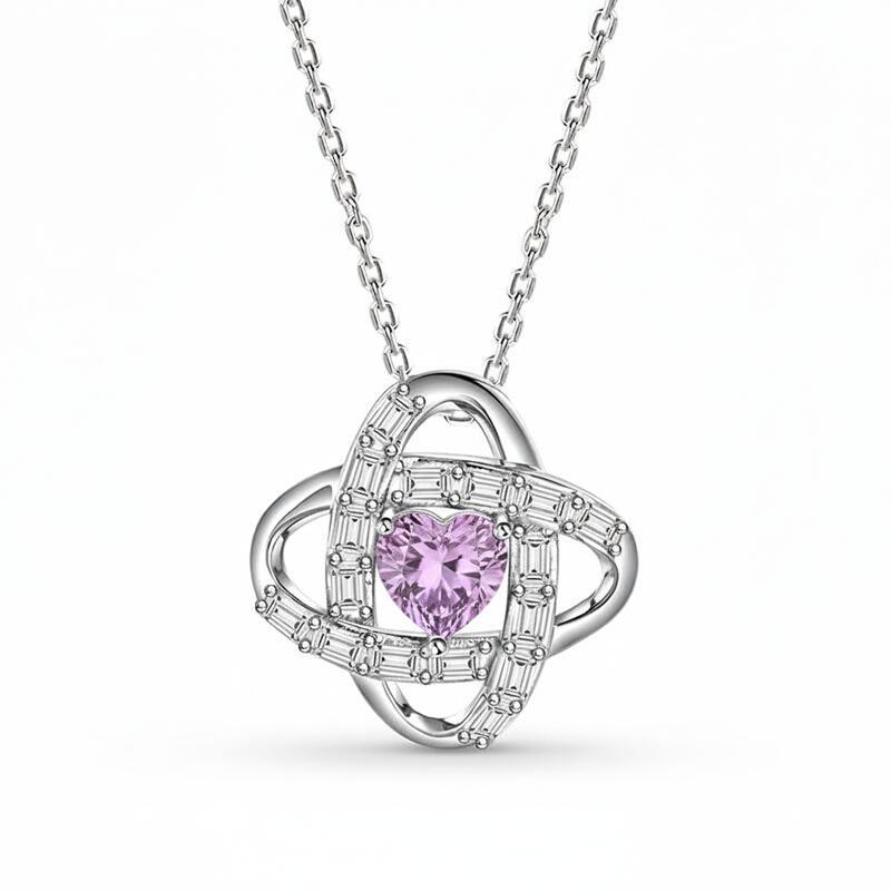 Jeulia Love Knot Custom Birthstone Necklace Sterling Silver