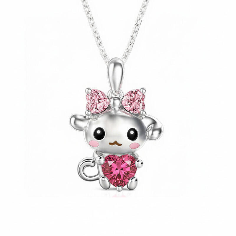Jeulia Hug Me Custom Birthstone Cute Dog Pendant Necklace