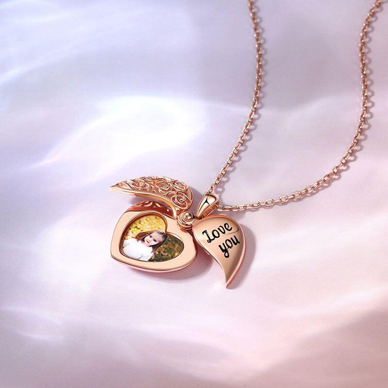 Jeulia "Love You" Vintage Locket Heart Personalized Sterling Silver Photo Necklace