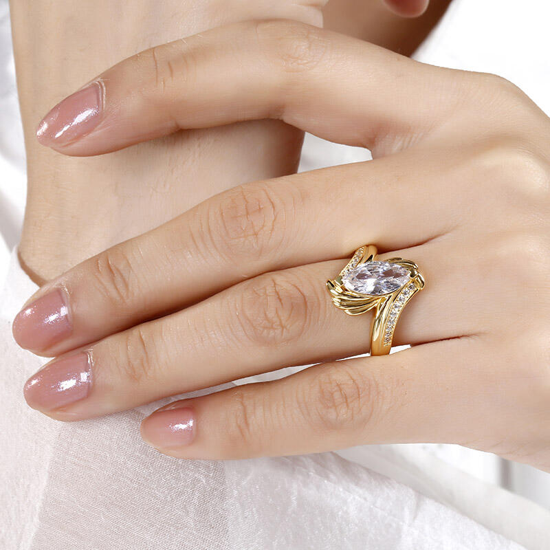 Jeulia Bypass Marquise Cut Sterling Silver Ring