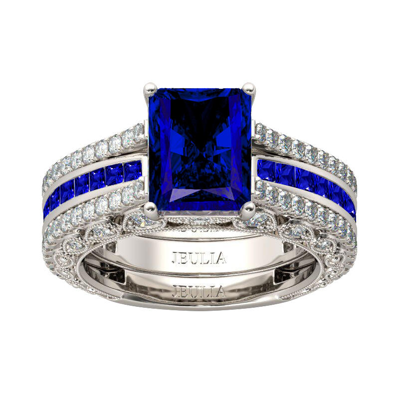 Jeulia Set De Anillo Intercambiable De Corte Radiante En Plata De Ley