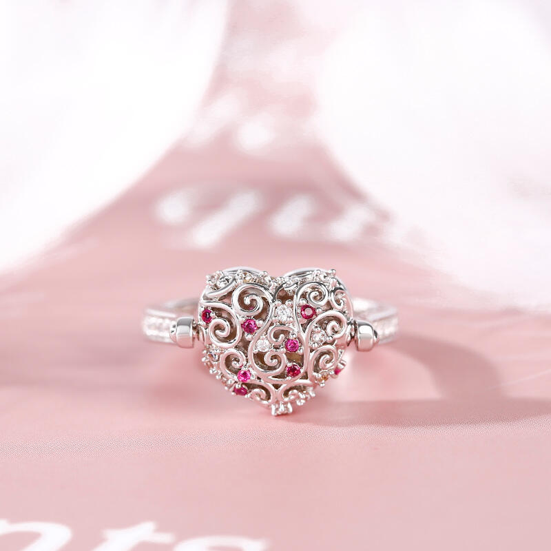 Jeulia "Alma gemela" Anillo de fotos personalizado de plata esterlina (con una cadena gratuito)