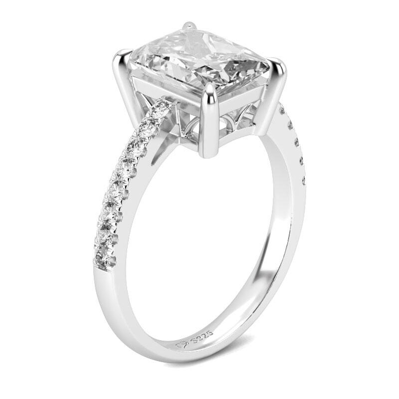 Jeulia Classic Radiant Cut Sterling Silver Ring