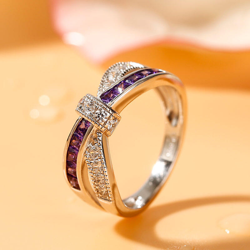 Jeulia Crossover Sterling Silver Women's Band