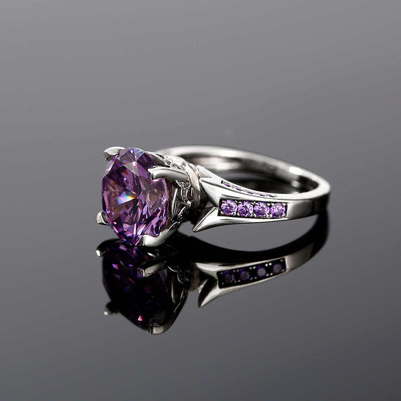 Jeulia Lilac Flower Round Cut Sterling Silver Ring