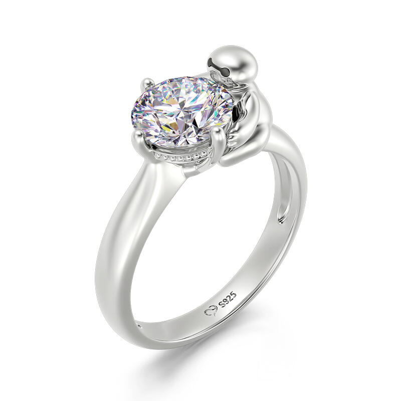 Jeulia Hug Me Anel de robô de prata esterlina com corte redondo