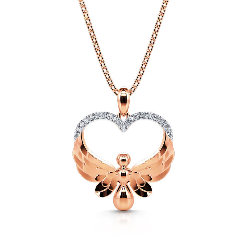Jeulia Flying Angel Heart Pendant Sterling Silver Necklace