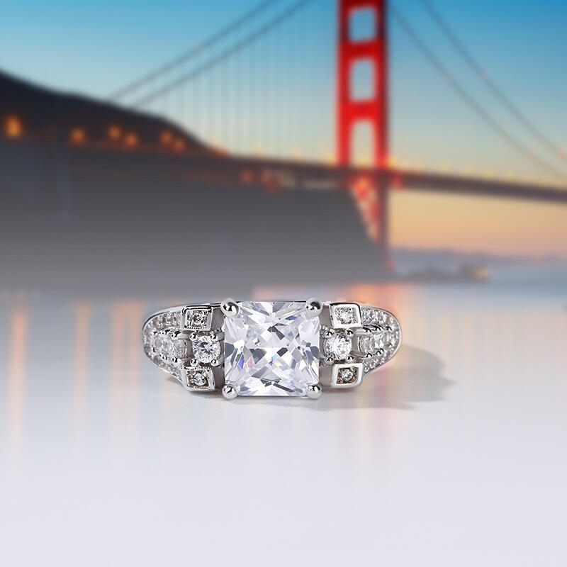 Jeulia Anel de prata esterlina gold gate bridge