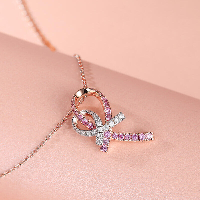 Jeulia "Love & Support" Interlock Ribbons Sterling Silver Necklace