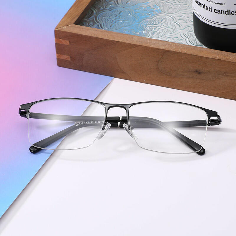 Cuicee Rectangle Browline Black Glasses