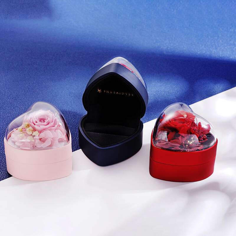 Herzförmige Schmuckdose "Bewahrte Ewige Rose" - Blau