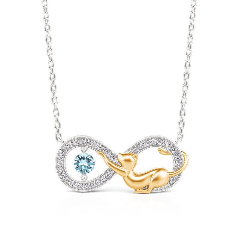 Jeulia Infinity Custom Birthstone Cat Necklace