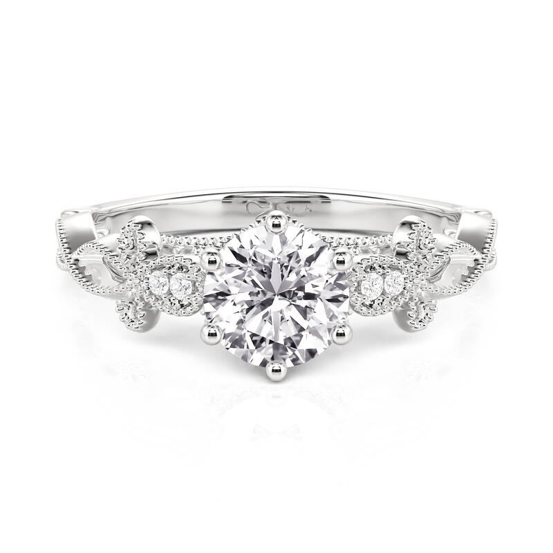 Jeulia Infinity Beaded Round Engagement Ring Sterling Silver