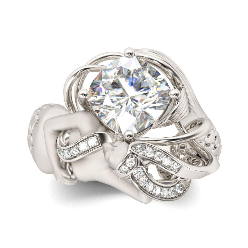 Jeulia Anillo Elegante De Sirena De Talla Cojín Rojo