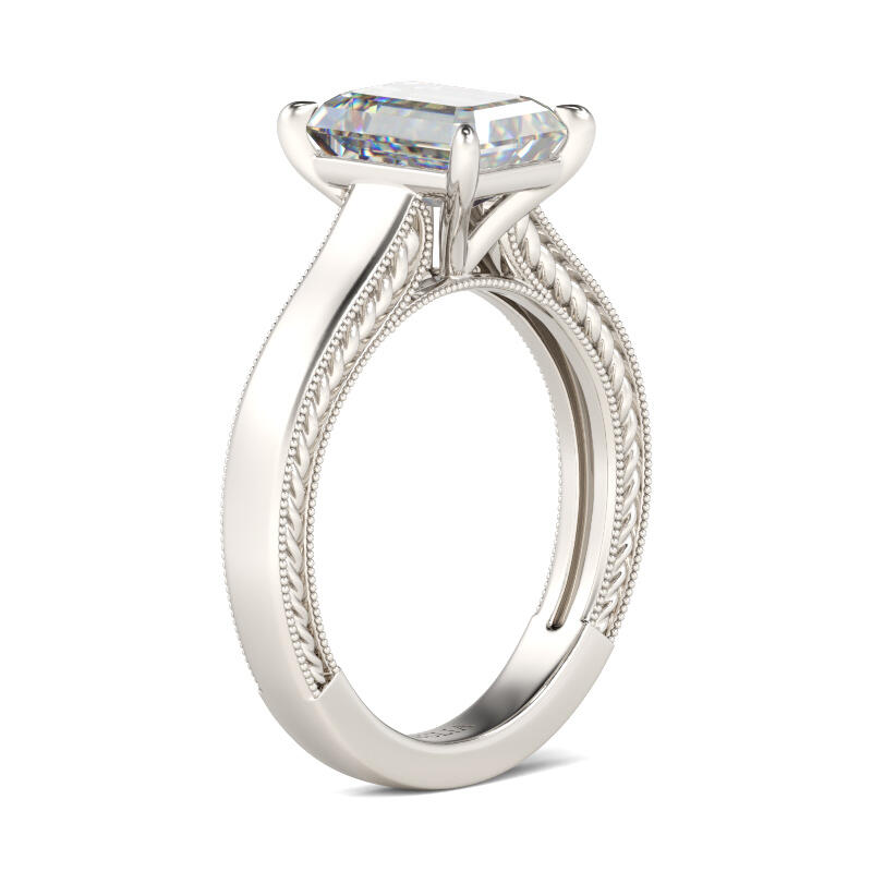 Jeulia Milgrain Emerald Cut Sterling Silver Ring