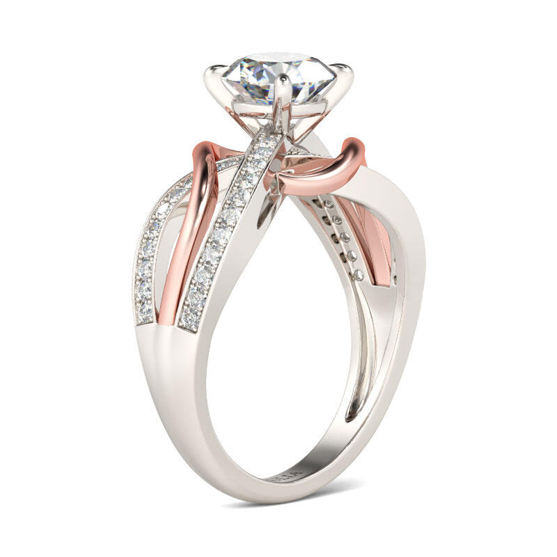 Jeulia Two Tone Intertwined Round Cut Sterling Silver Ring