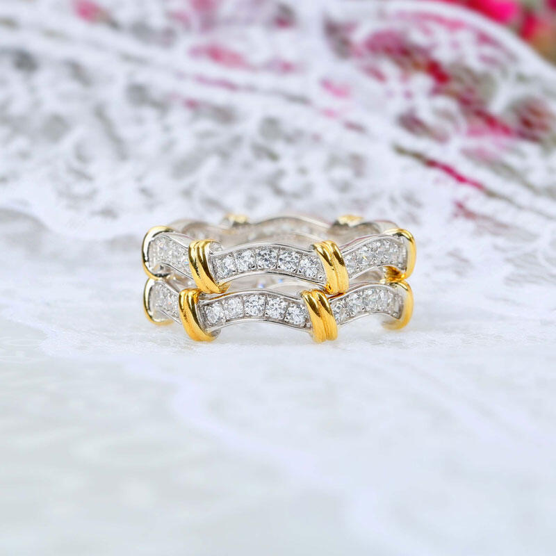 Jeulia Knot Round Cut Sterling Silver Women's Band