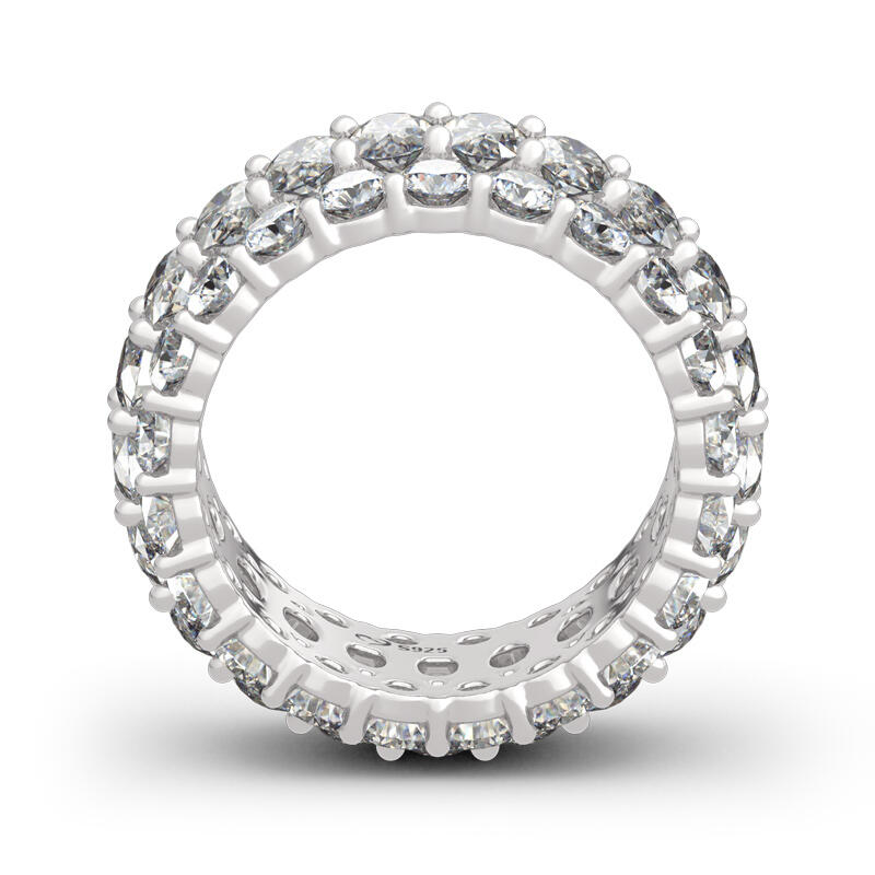 Jeulia Classic Oval and Round Cut Sterling Silver Eternity Ring
