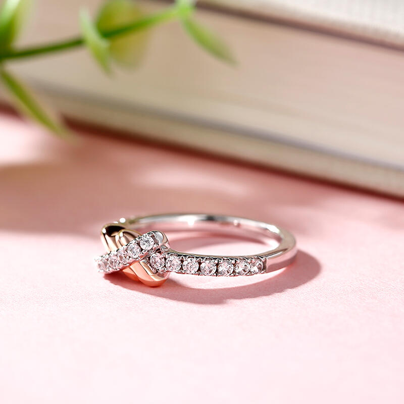 Jeulia Anillo de Plata Esterlina de Dos Tonos "Nudo de Amor"