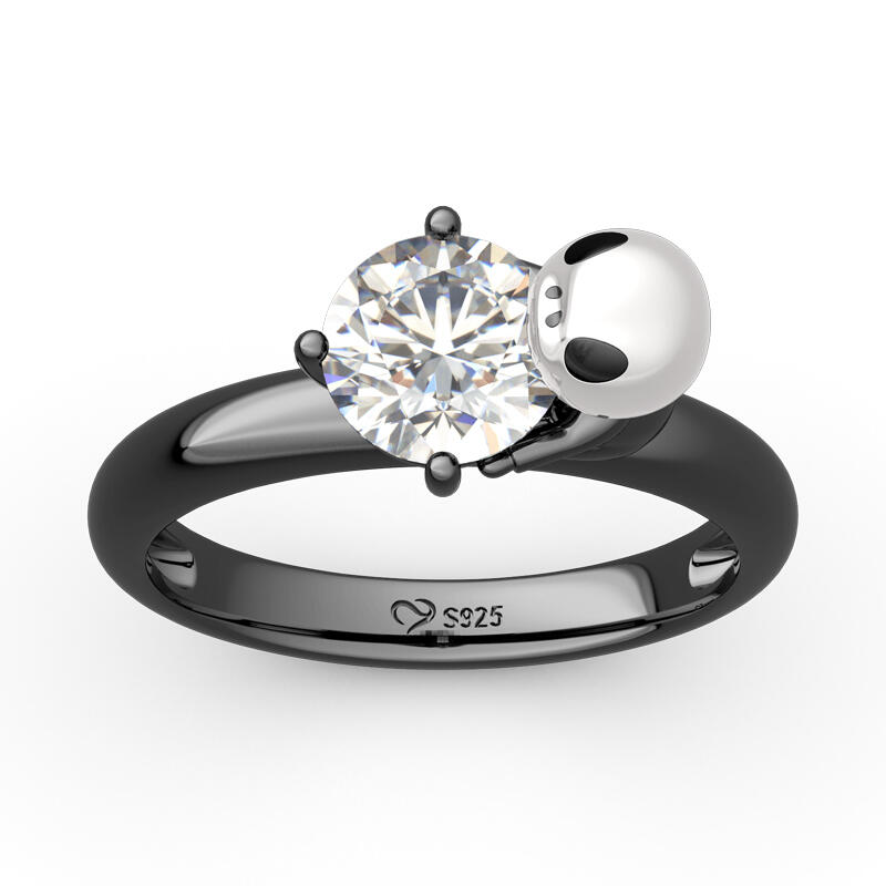 Jeulia Hug Me "Pumpkin King" Bague En Argent Sterling Avec Design De Crâne Et Taille Ronde