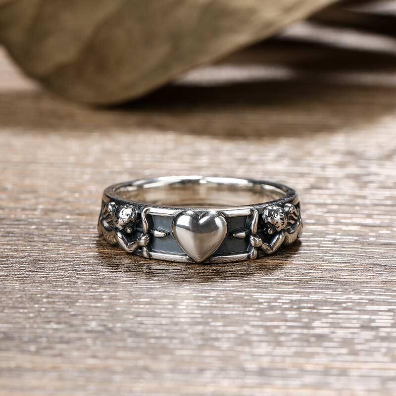 Jeulia "Cupid's Arrow" Heart Sterling Silver Ring