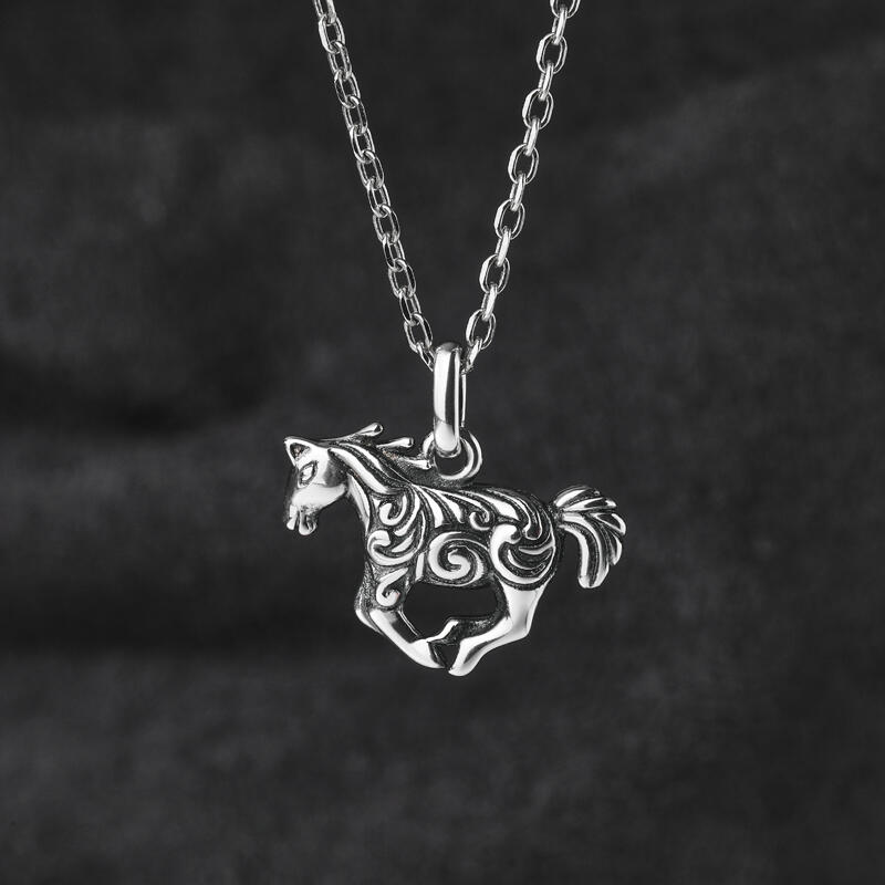 Jeulia "Galloping Horse" Sterling Silver Necklace