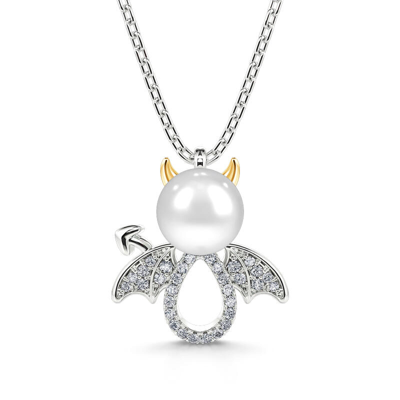 Jeulia Collar de perlas de plata de ley en forma de diablo