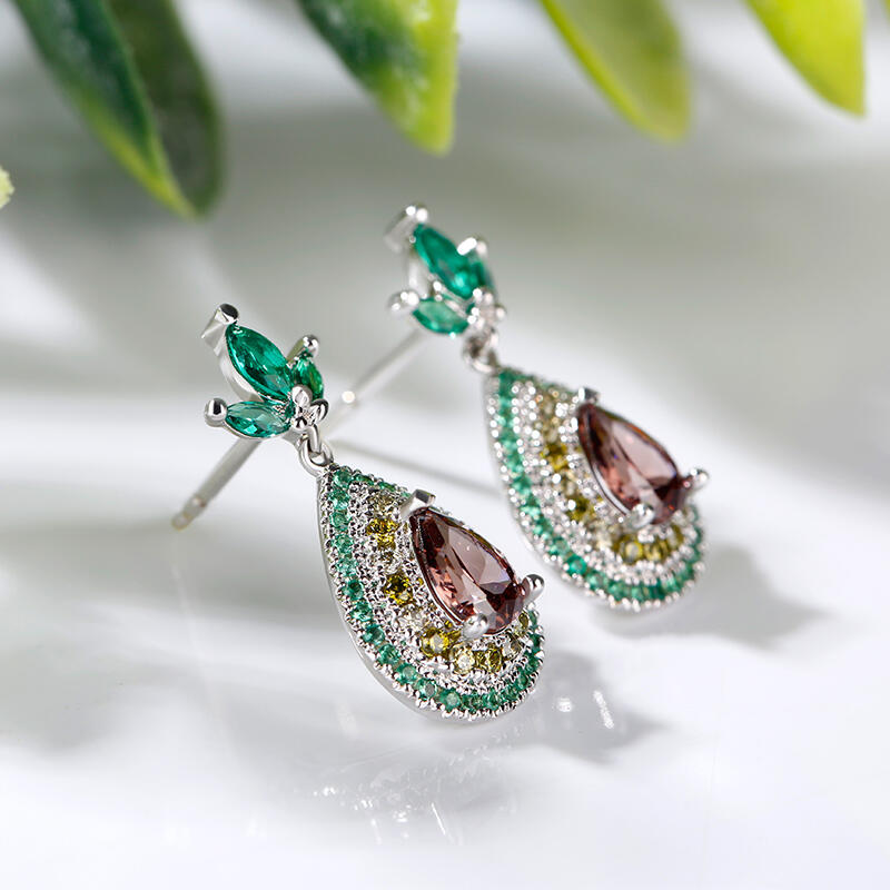 Jeulia Boucles d'Oreilles en Argent Sterling Coupe Poire Double Halo Motif Avocat