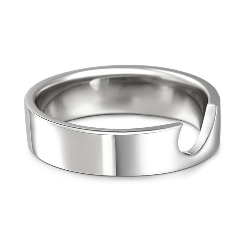 Jeulia Half Heart Design Sterling Silver Women's Band