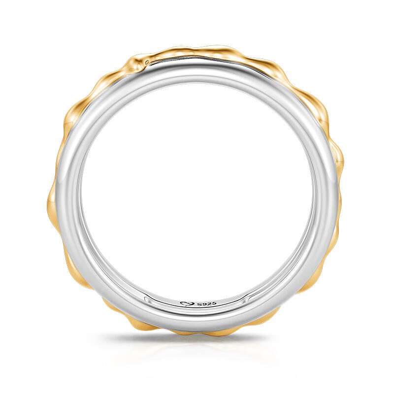 Jeulia Hug Me "Sweet Honey" Men's Wedding Band Two Tone Sterling Silver