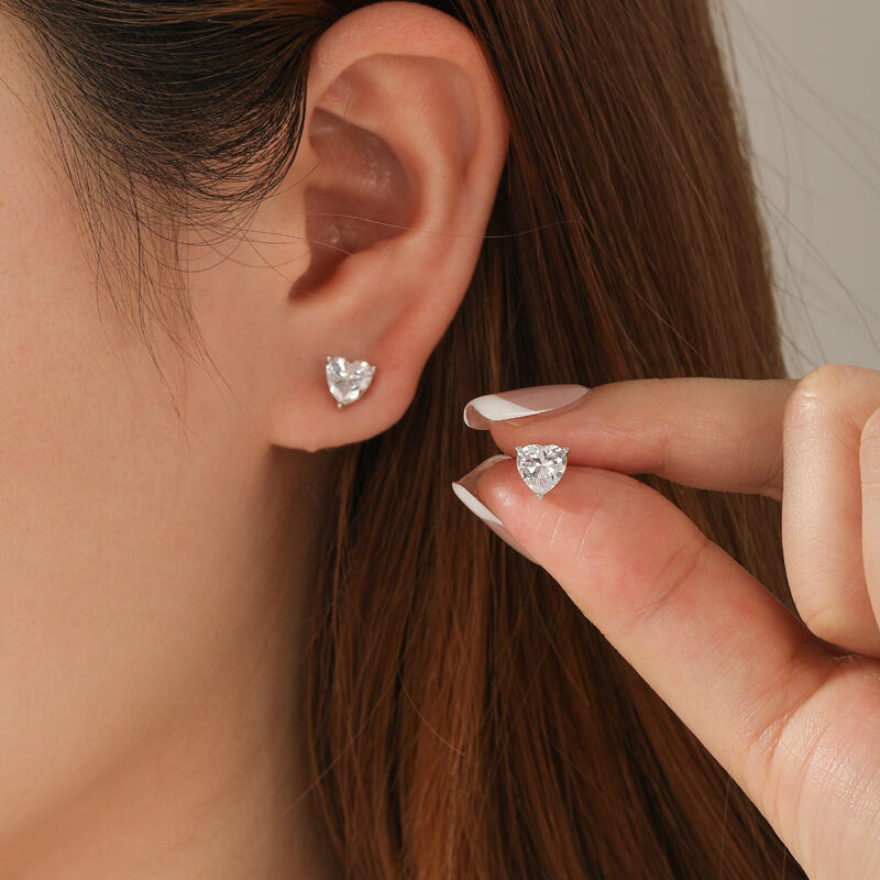 Jeulia Boucles d'Oreilles Clous de Cœur Solitaires Simples avec Pierre de Naissance