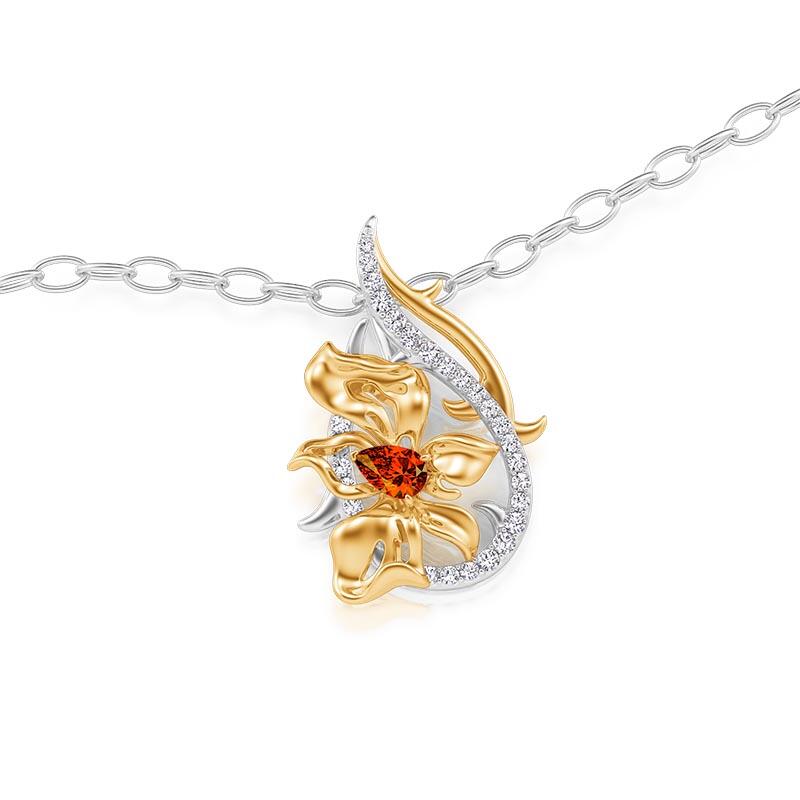 Jeulia x Leyla "Floral of Thorns" Two Tone Twist Fashion Flower Necklace Sterling Silver