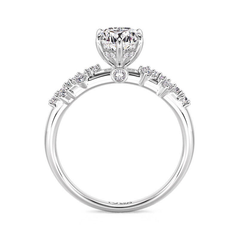 Jeulia Anillo de Promesa Corazón Personalizado con Piedra Natal en Plata Esterlina