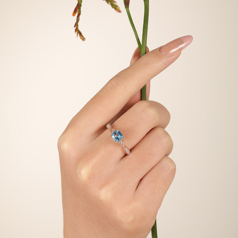 Jeulia Infinity Cushion Cut Sterling Silver Engagement Ring