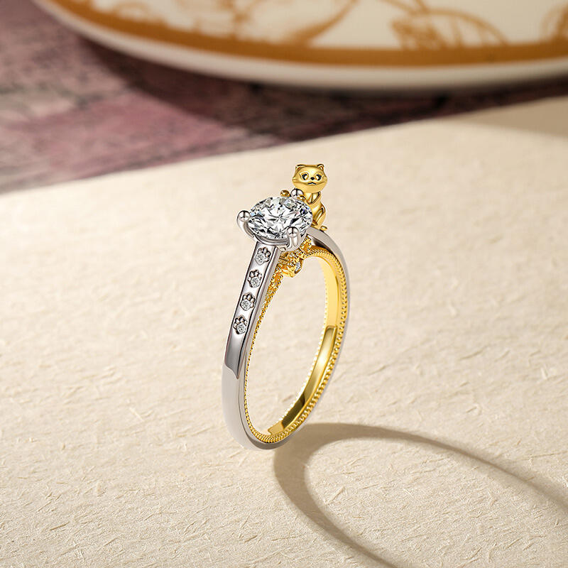 Jeulia Hug Me Custom Cat and Paw Print Ring for Women