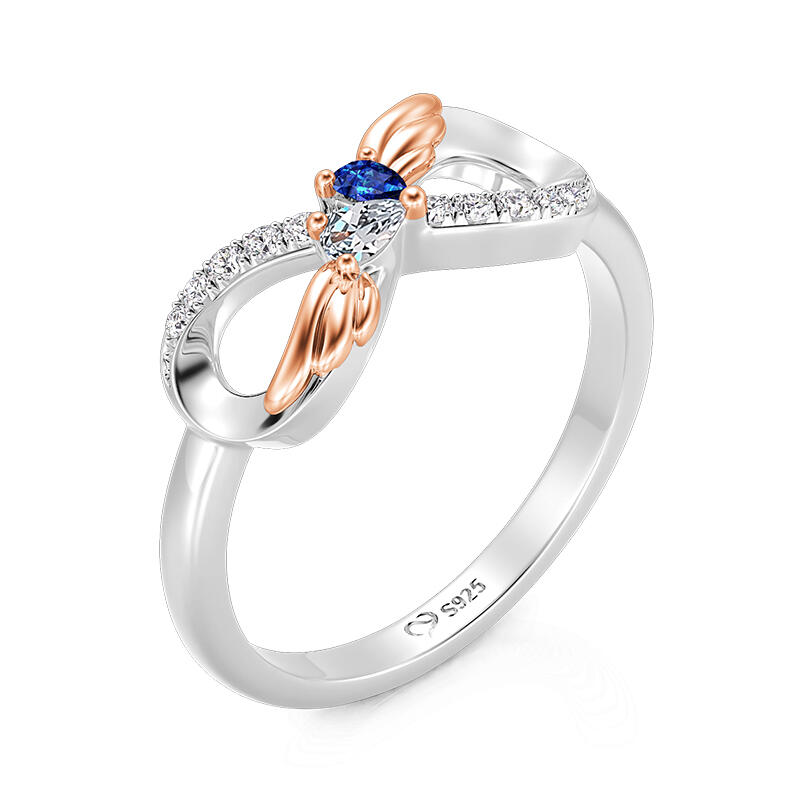 Jeulia Infinite Angle Wings Custom Two Birthstone Ring