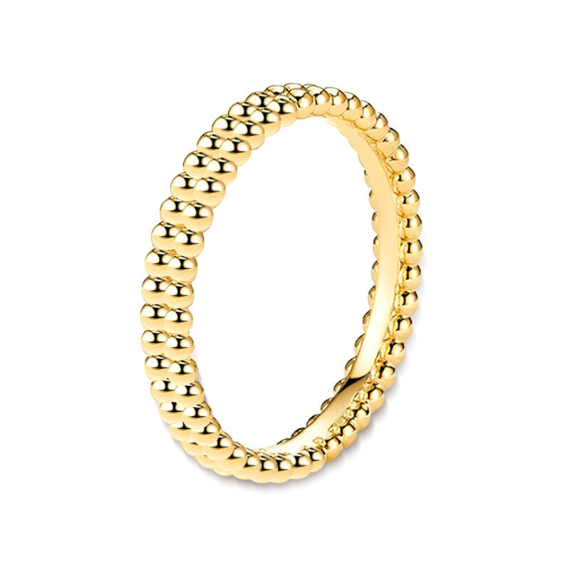 Jeulia Everyday Simple Gold Double-Row Beaded Ring